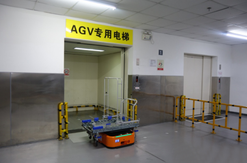 AGV小车怎么跨楼层自动乘坐电梯的?